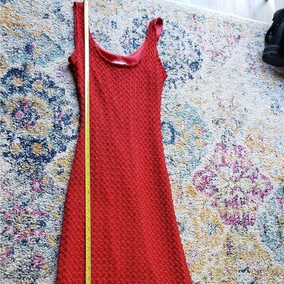 C'EST Bon red textured maxi dress short sleeves size small - Picture 10 of 16